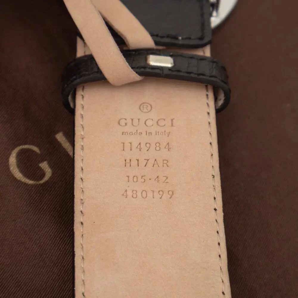 550$ Gucci 114984 Web Green Red Leather Interlocking G Buckle Belt 105/42